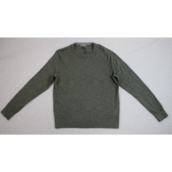 Tommy Hilfiger Sweater Mens XL Green Cotton Crewneck Long Sleeve Pullover - Picture 1 of 8